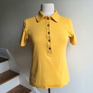 TORY BURCH Polo Shirt Short Sleeves Mustard Yellow M